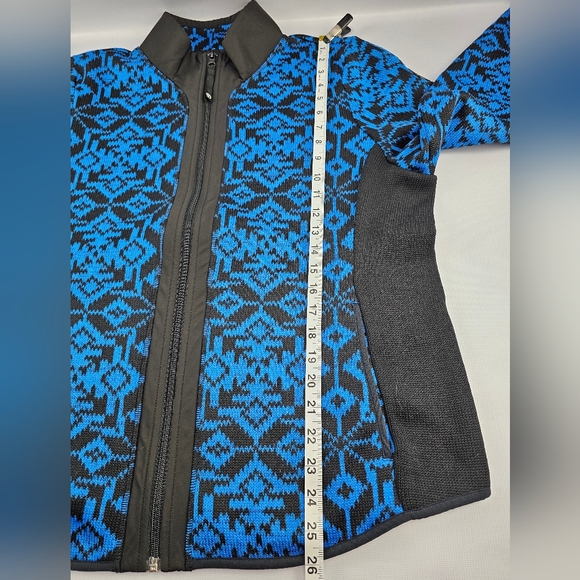 Talbots Cozy Fleeceback Knit Jacket - Snowflake Blue Black Size XLP - Picture 9 of 10